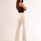 Love Laura Chocolate Trim Turn Up Jeans In Cream