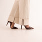 Love Laura Chocolate Trim Turn Up Jeans In Cream
