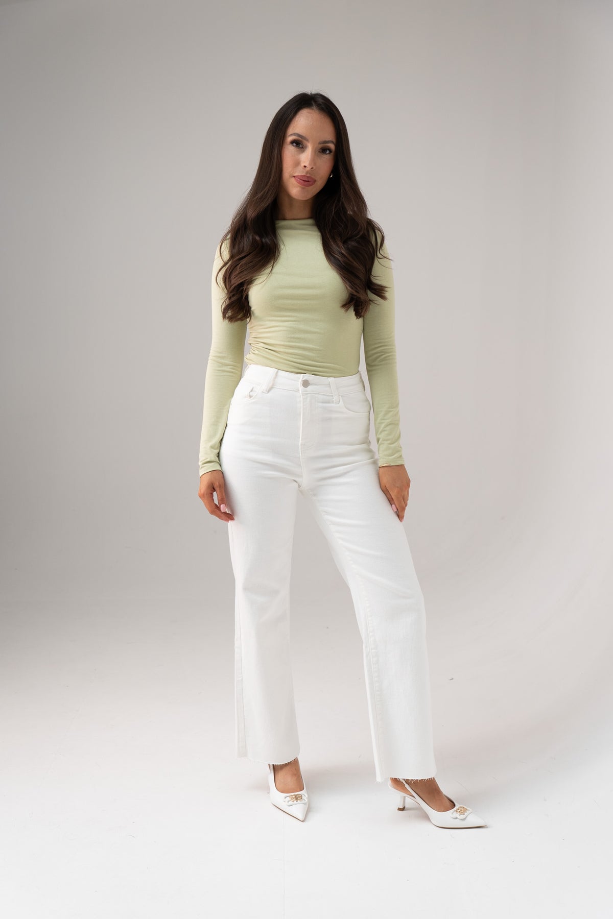 Lynne Frayed Hem Jeans In White