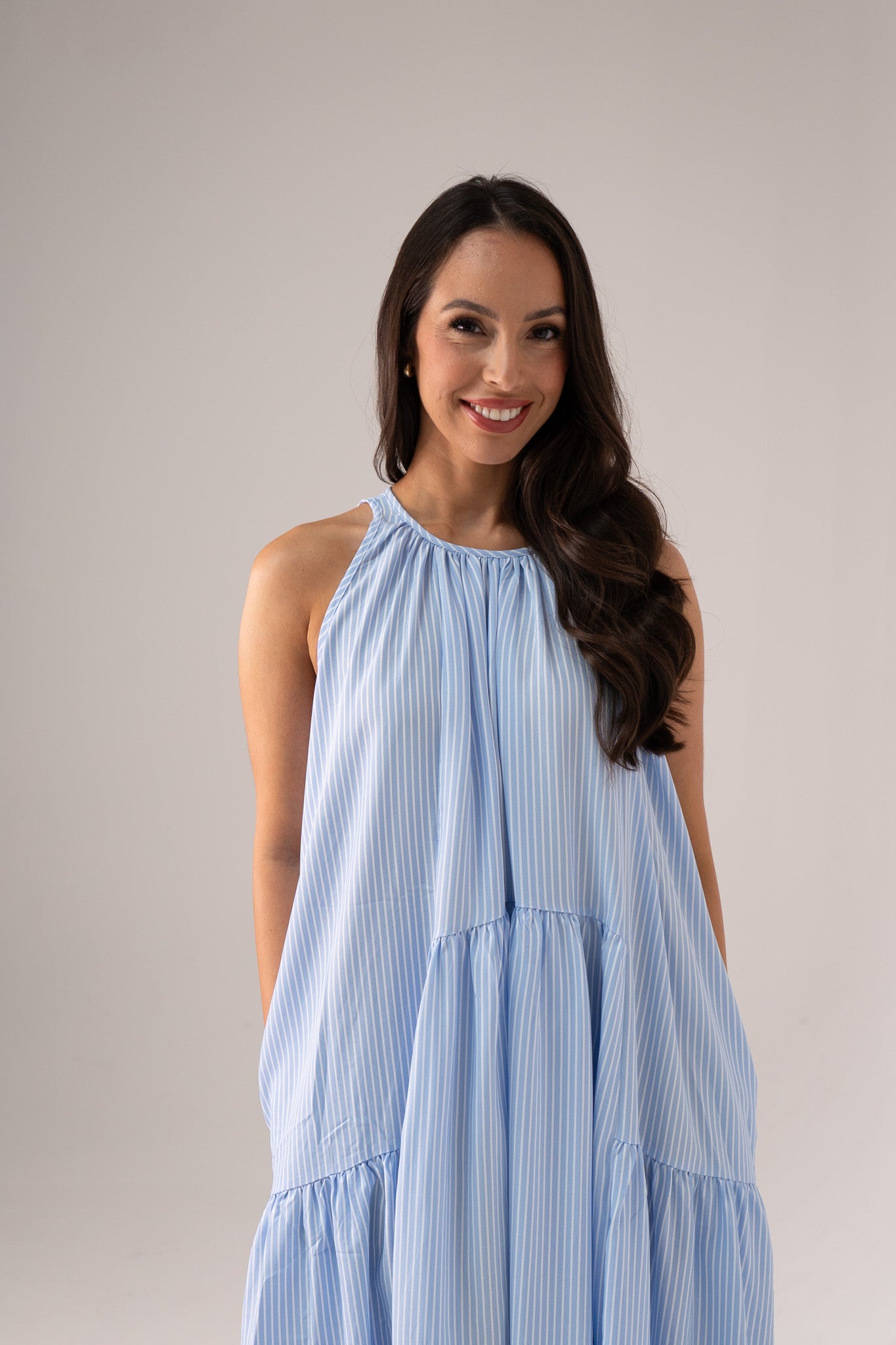 Millie Pinstripe Maxi Dress In Blue