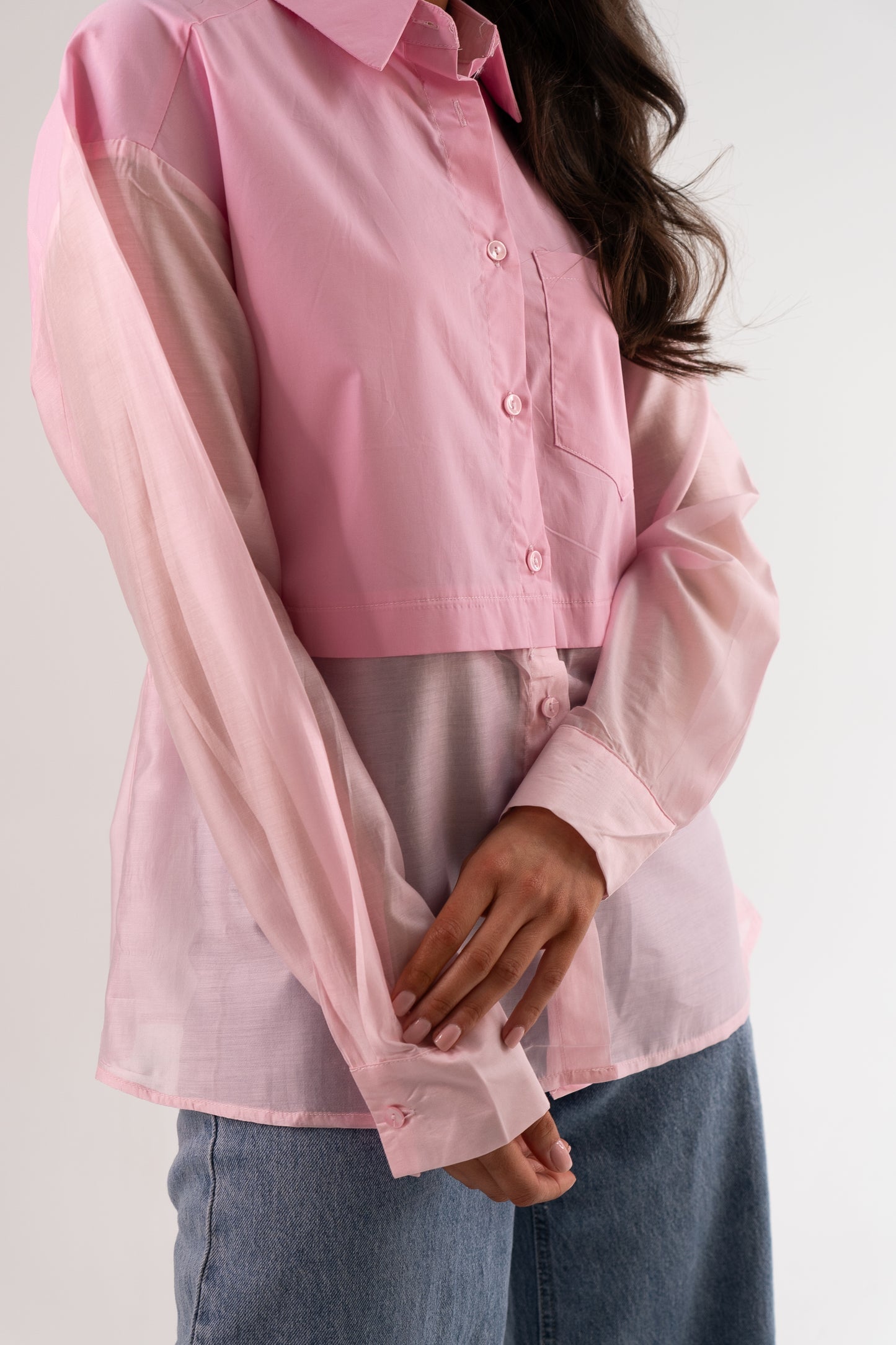 Polly Contrast Shirt In Pink
