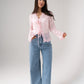 Polly Tie Front Lace Blouse In Pink