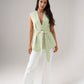 Polly Tie Waist Sleeveless Blazer In Green