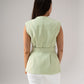 Polly Tie Waist Sleeveless Blazer In Green