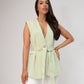 Polly Tie Waist Sleeveless Blazer In Green