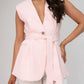 Polly Tie Waist Sleeveless Blazer In Pink
