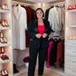 Love Laura Tuxedo Power Blazer In Black