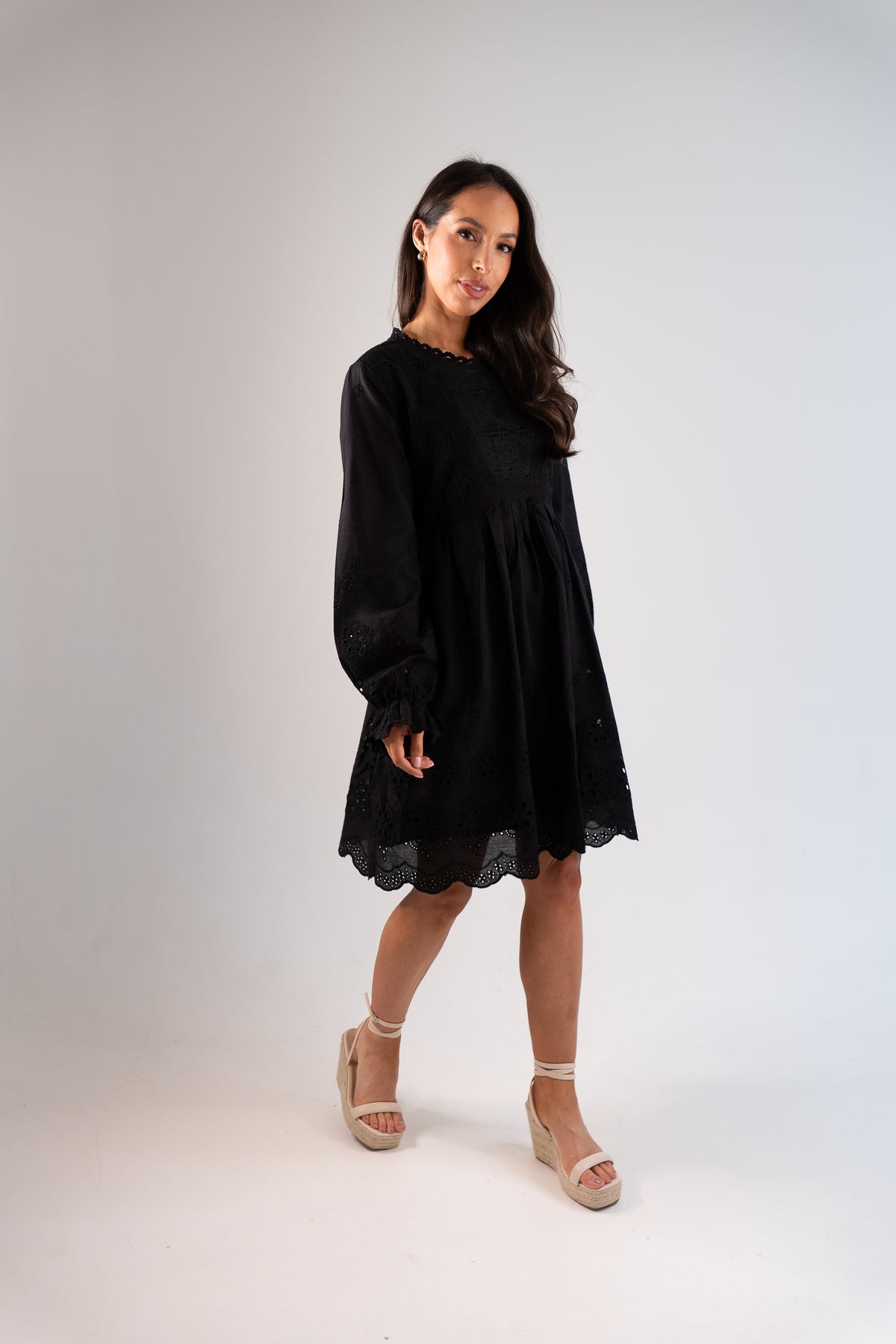 Una Broderie Anglaise Dress In Black