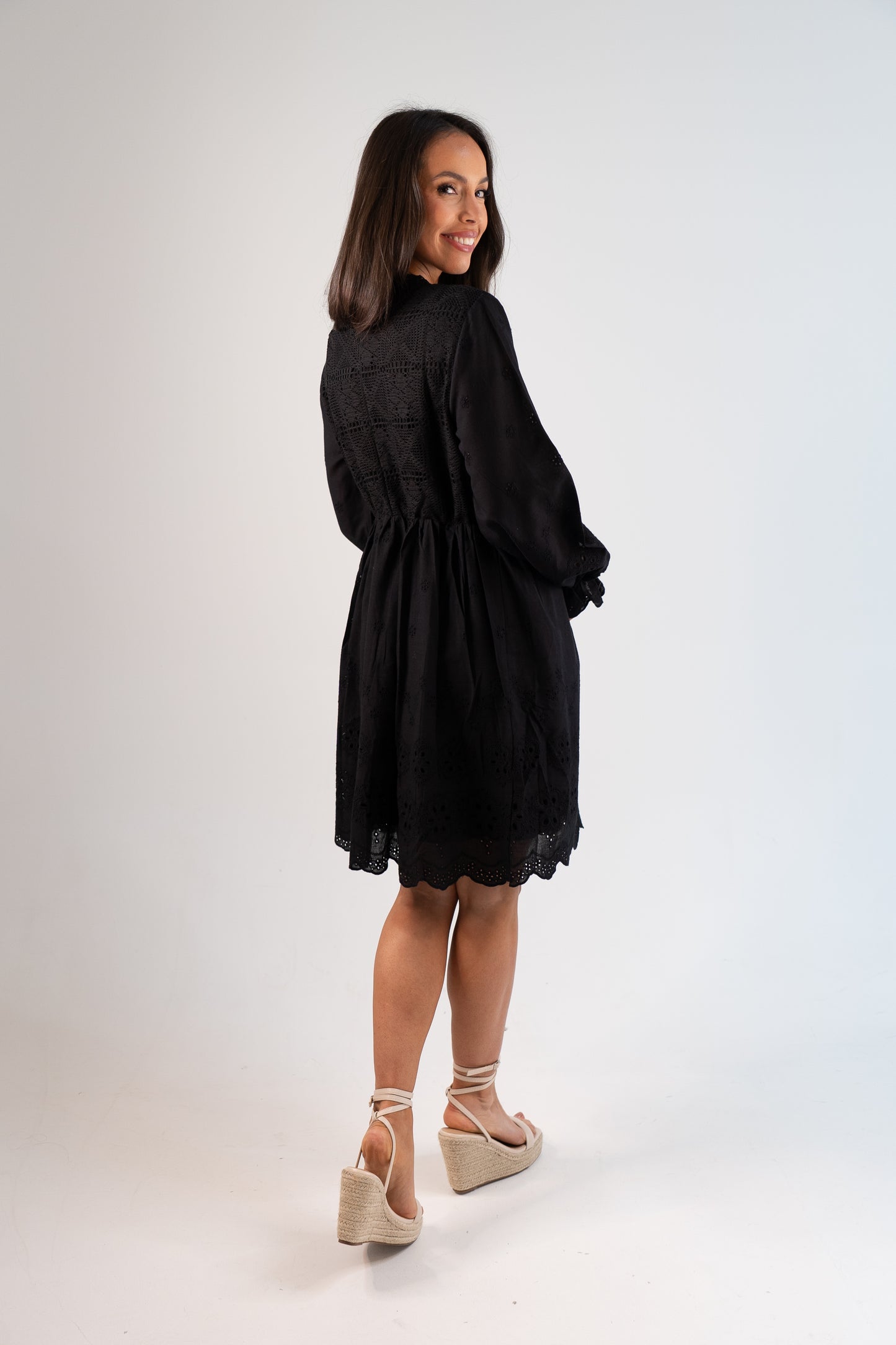 Una Broderie Anglaise Dress In Black