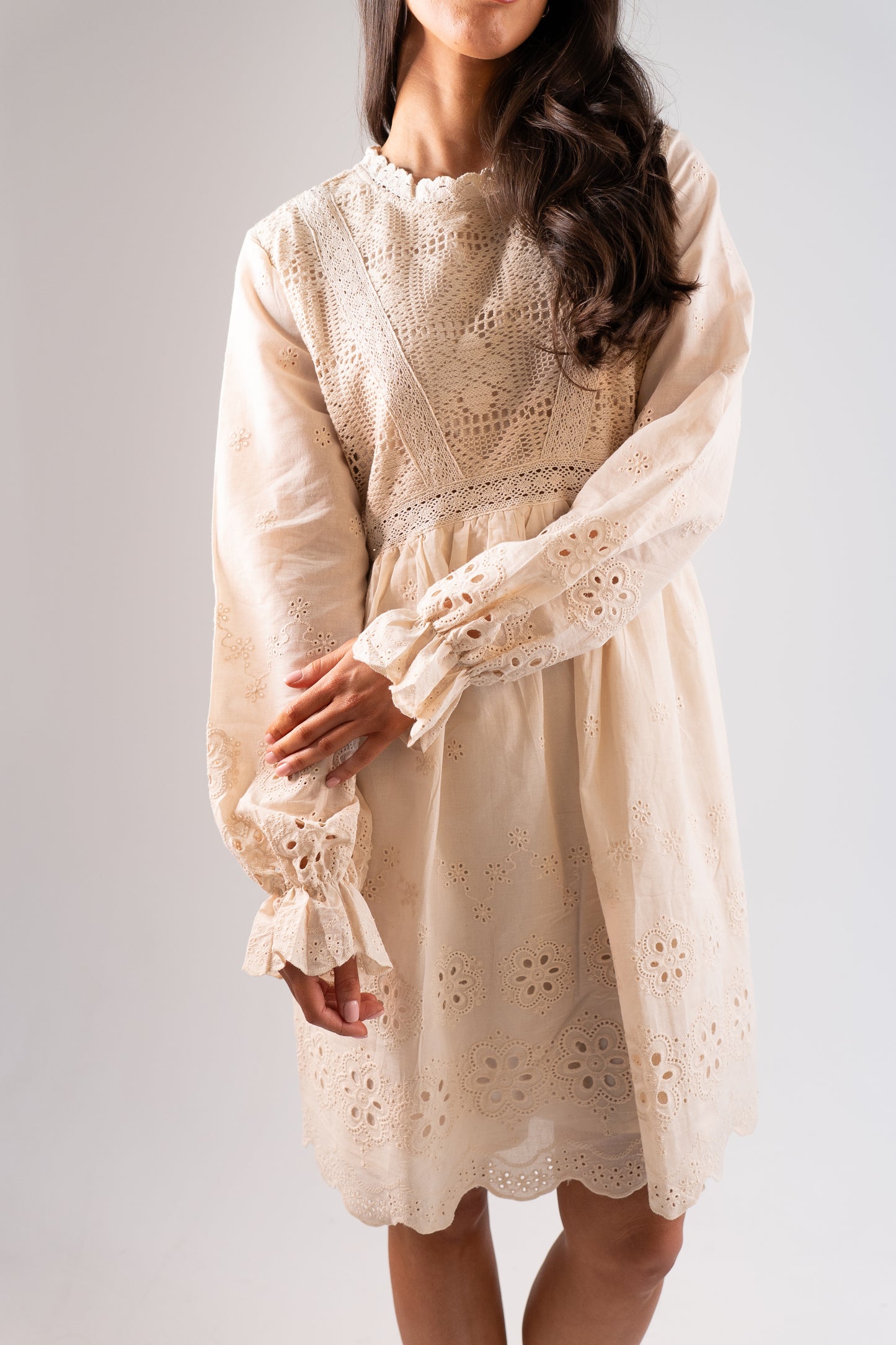 Una Broderie Anglaise Dress In Neutral