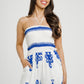 Polly Strapless Jumpsuit In Blue Print