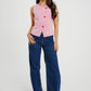 Kendra Asymmetric Denim Waistcoat In Fuchsia