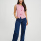 Kendra Asymmetric Denim Waistcoat In Fuchsia