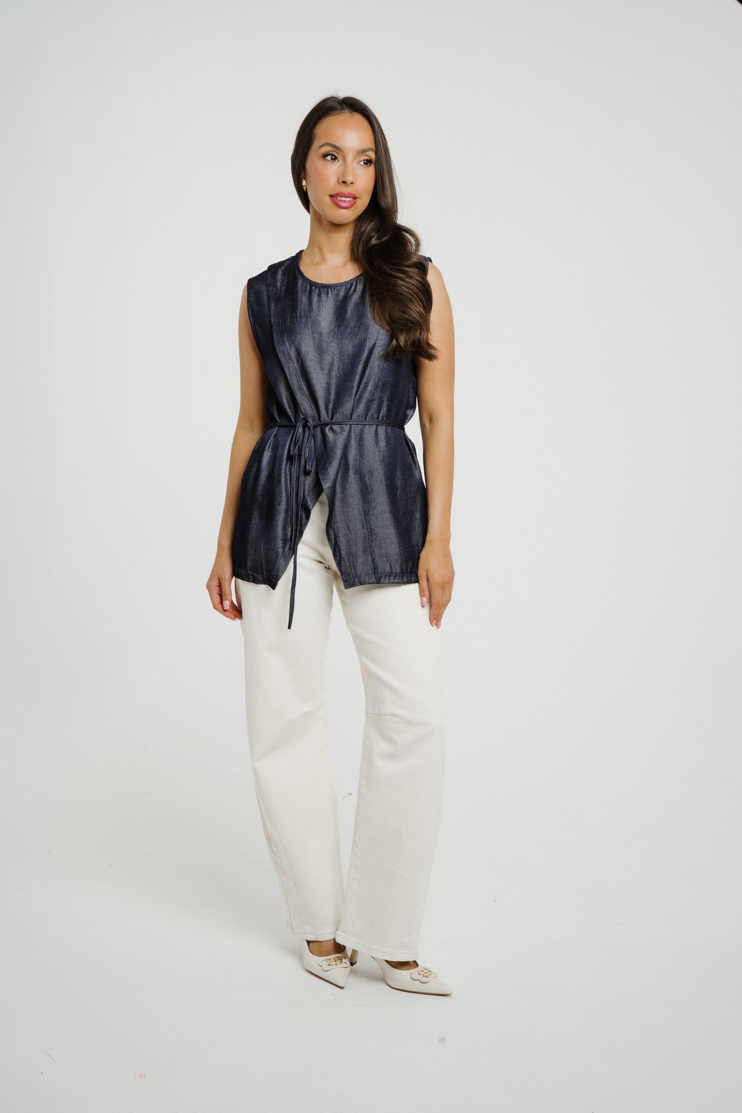 Paige Wrap Style Top In Navy