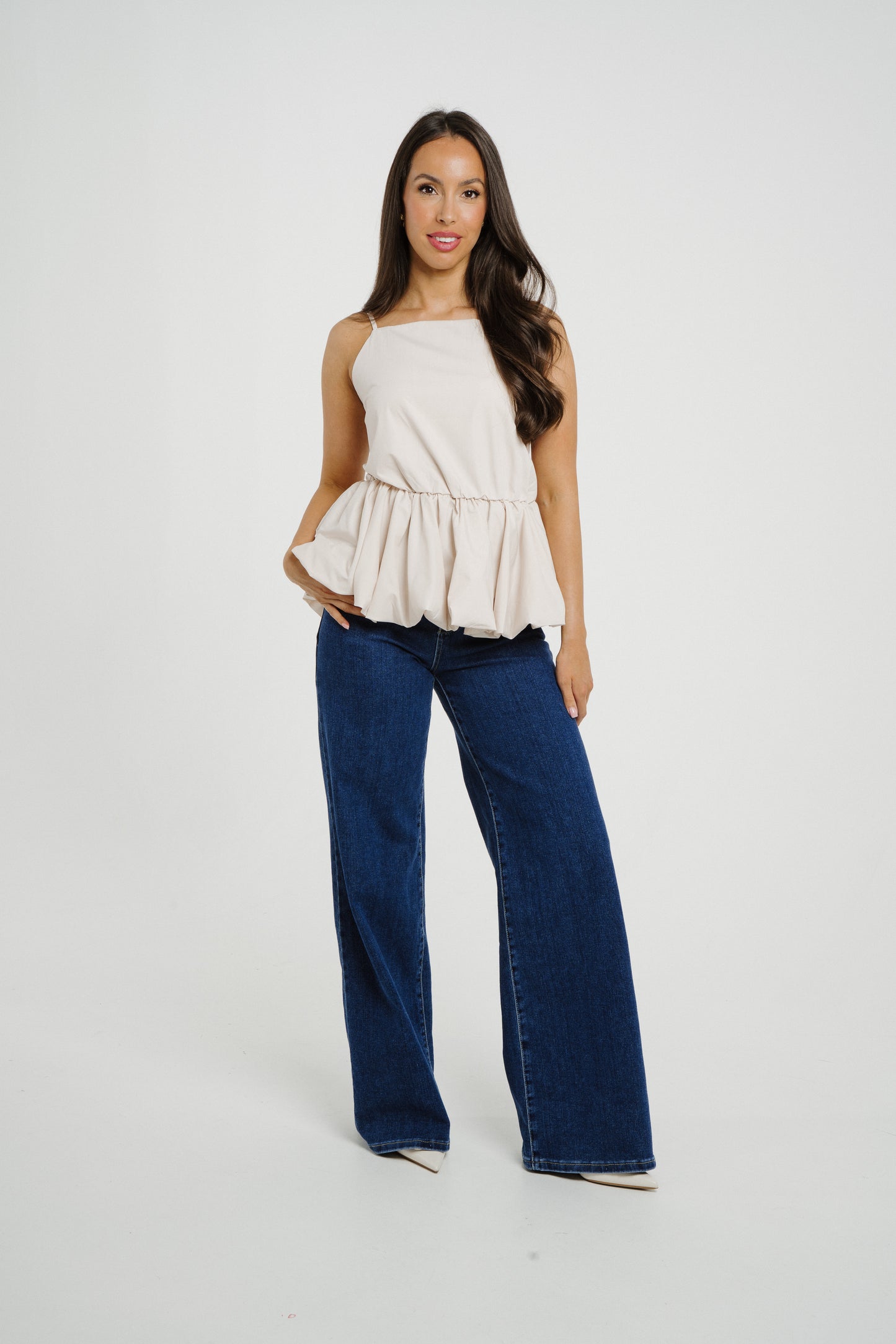 Paige Peplum Top In Neutral