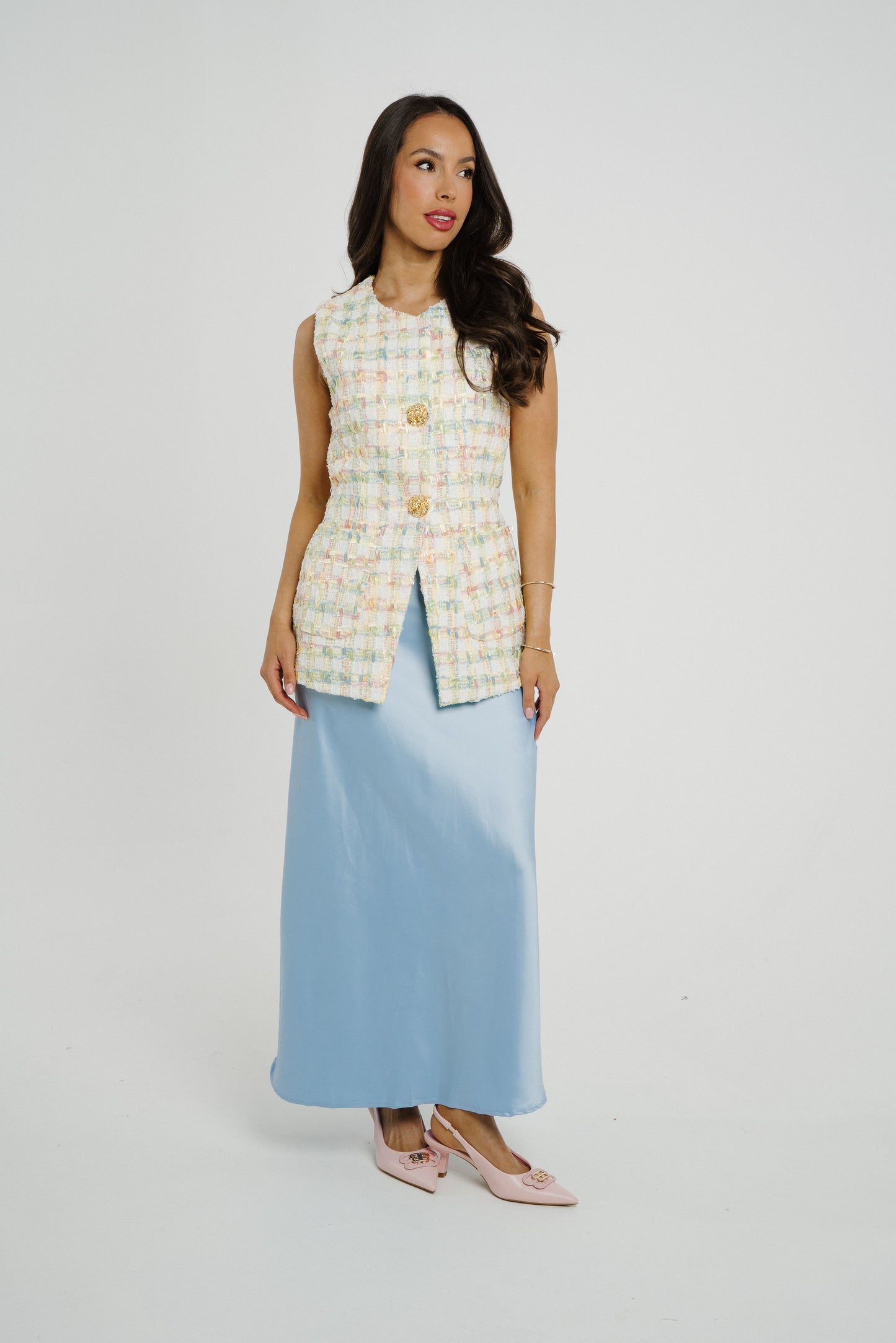 Love Laura Slip Skirt In Powder Blue