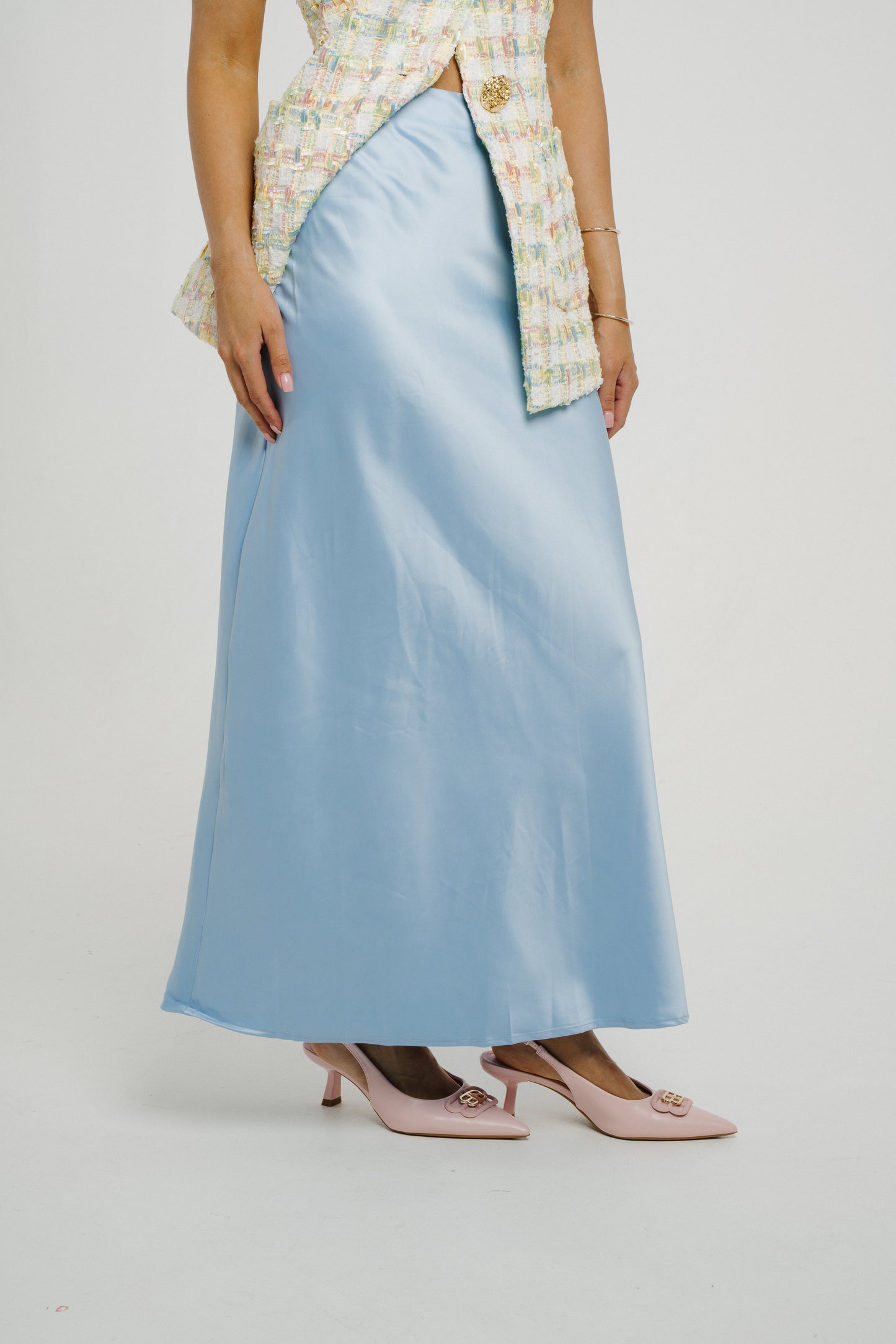 Love Laura Slip Skirt In Powder Blue