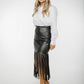 Rachel Fringed Leather Skirt In Black