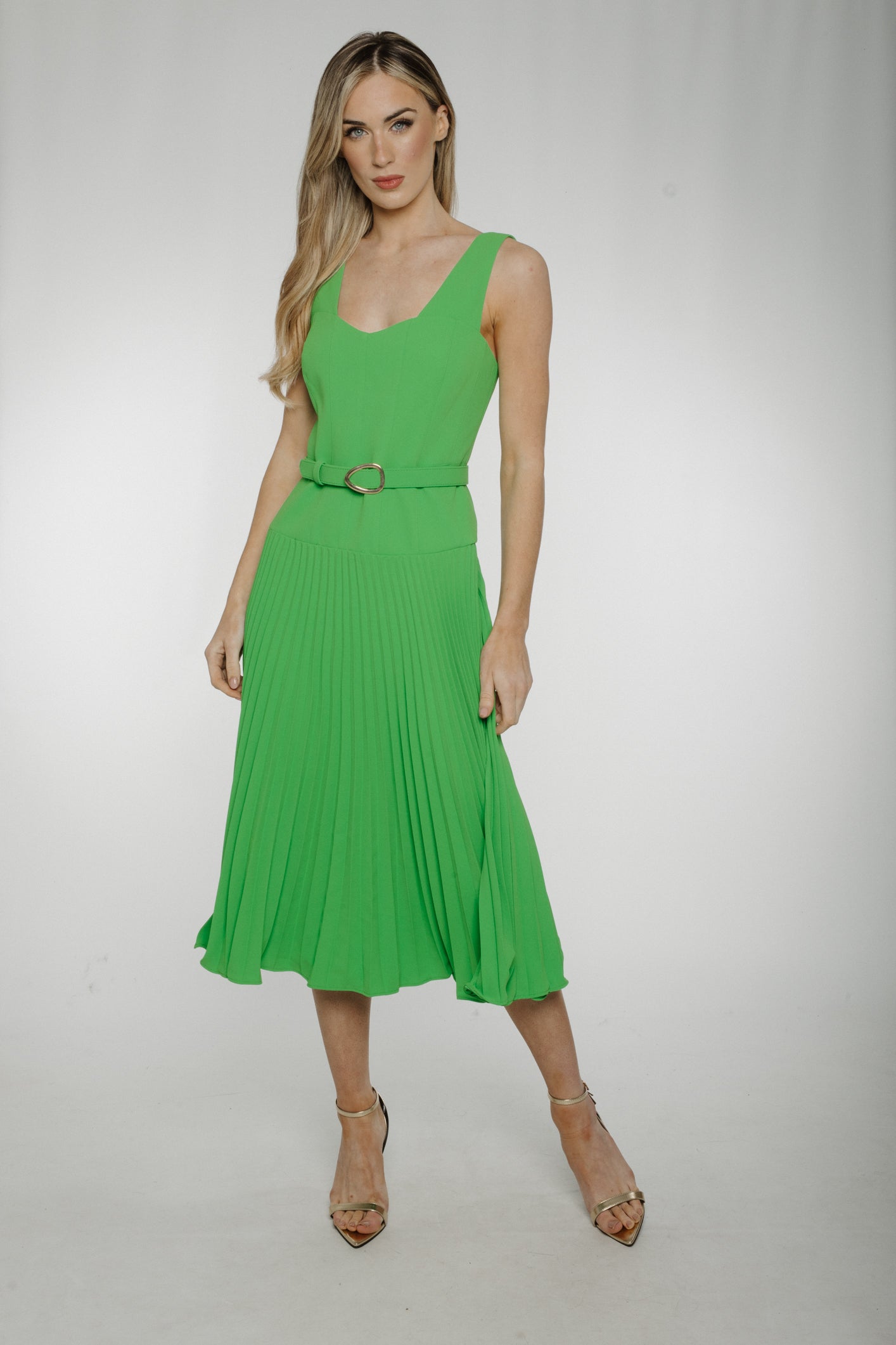 Eva Pleated Dress In Green