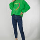 Alaina Embroidered Sweatshirt In Green - The Walk in Wardrobe