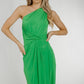 Alana Drape Front Dress In Green - The Walk in Wardrobe