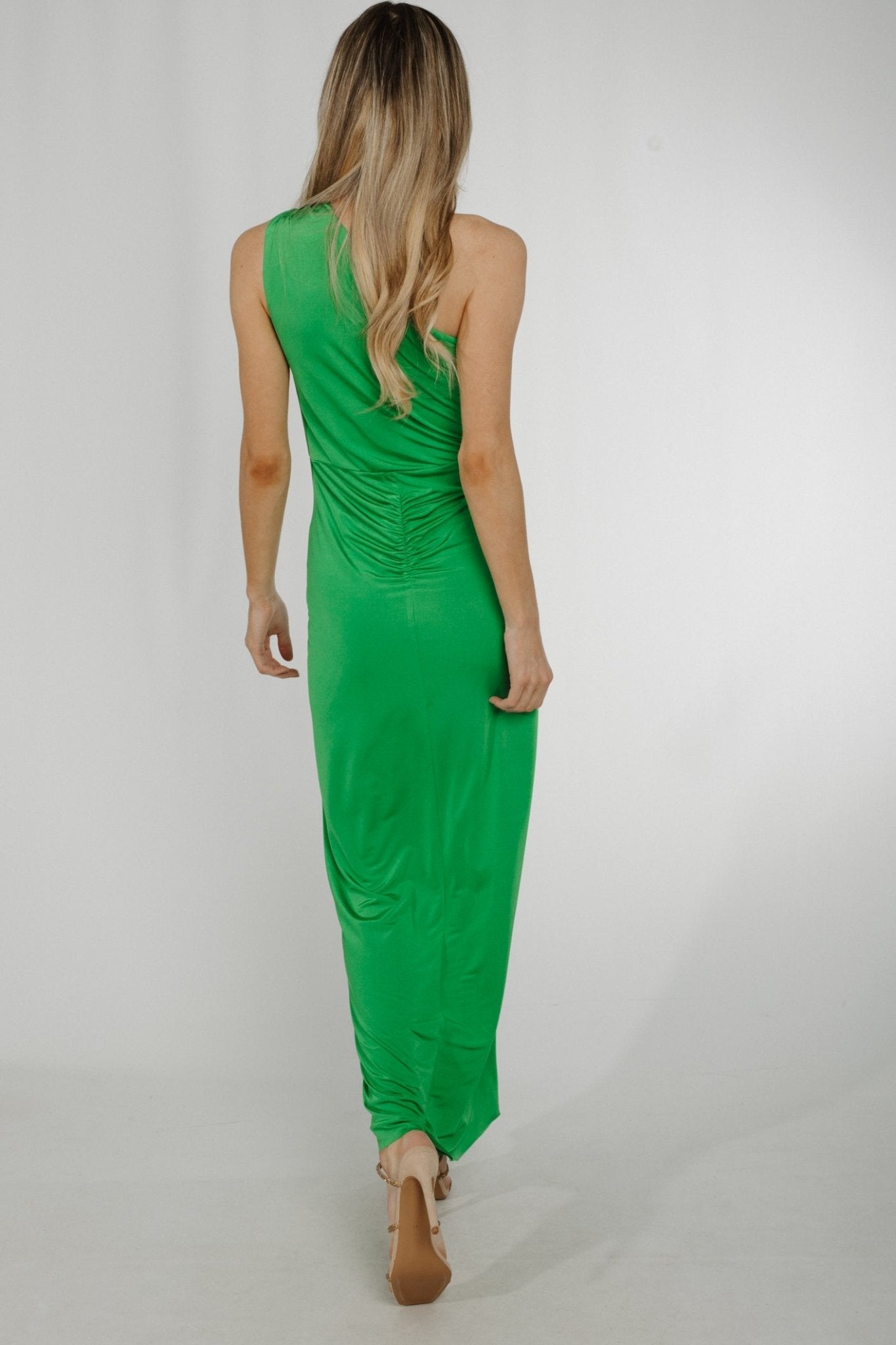Alana Drape Front Dress In Green - The Walk in Wardrobe