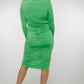 Alana High Neck Ruched Dress In Green - The Walk in Wardrobe