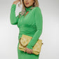 Alana High Neck Ruched Dress In Green - The Walk in Wardrobe