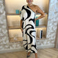 Alana One Shoulder Dress In Monochrome Print - The Walk in Wardrobe