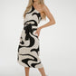 Alana One Shoulder Dress In Monochrome Print - The Walk in Wardrobe