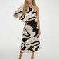 Alana One Shoulder Dress In Monochrome Print - The Walk in Wardrobe