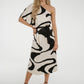 Alana One Shoulder Dress In Monochrome Print - The Walk in Wardrobe