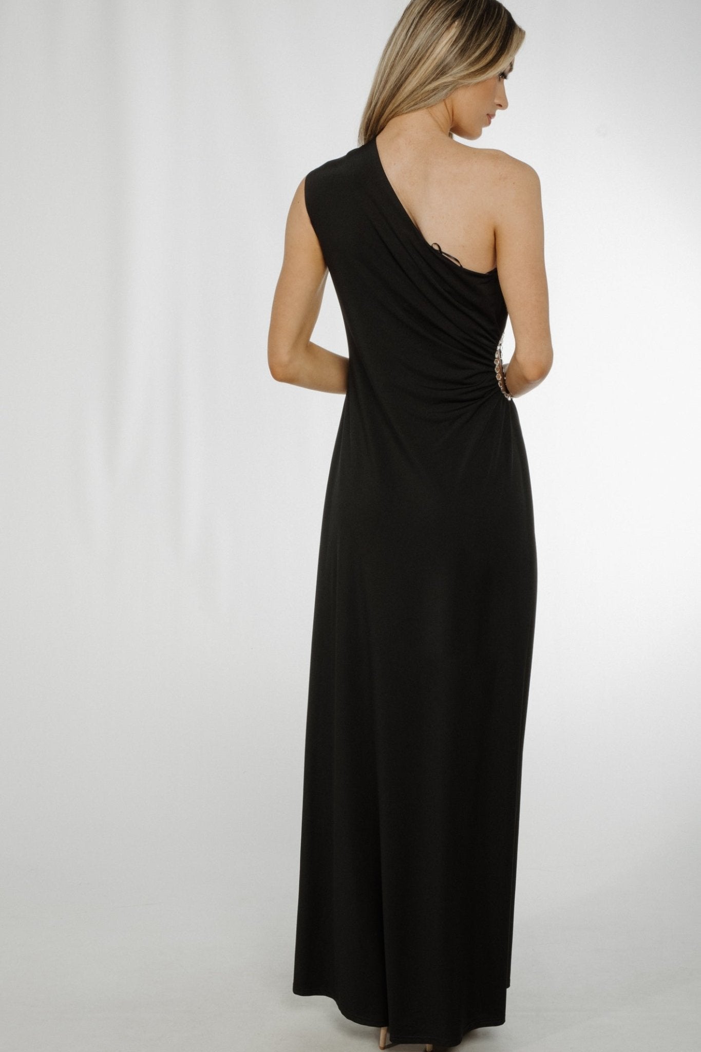 Alana One Shoulder Ruched Dress In Black - The Walk in Wardrobe