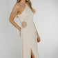 Alana One Shoulder Ruched Dress In Cream - The Walk in Wardrobe