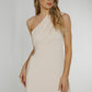 Alana One Shoulder Ruched Dress In Cream - The Walk in Wardrobe