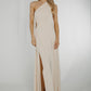 Alana One Shoulder Ruched Dress In Cream - The Walk in Wardrobe