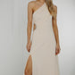 Alana One Shoulder Ruched Dress In Cream - The Walk in Wardrobe