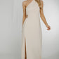 Alana One Shoulder Ruched Dress In Cream - The Walk in Wardrobe
