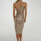 Alana Ruched Dress In Bronze - The Walk in Wardrobe