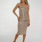 Alana Ruched Dress In Bronze - The Walk in Wardrobe