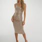 Alana Ruched Dress In Bronze - The Walk in Wardrobe