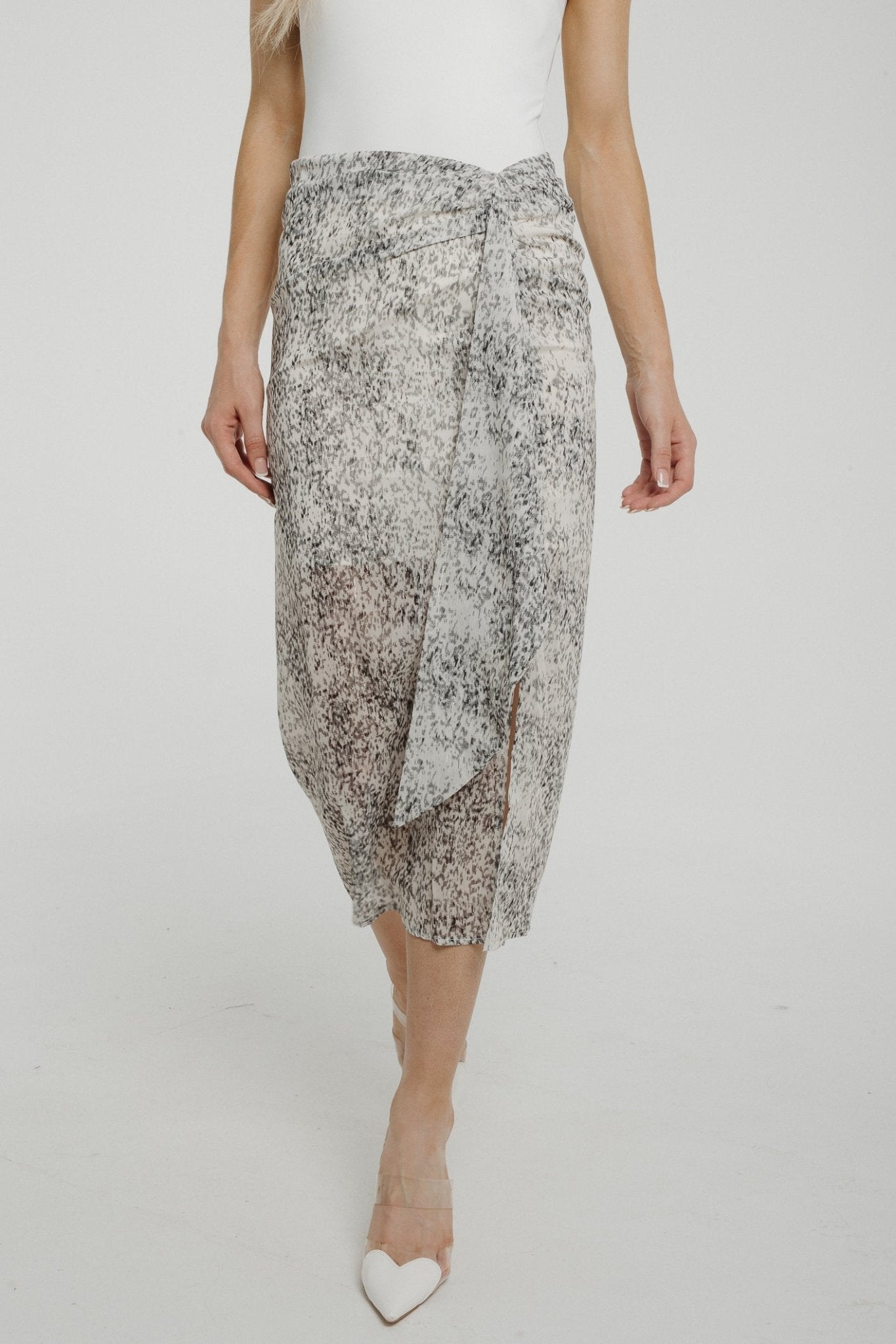 Becca Ruffle Detail Slip Skirt In Cream Mix - The Walk in Wardrobe