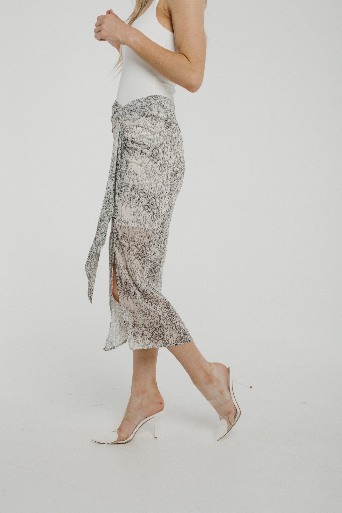 Becca Ruffle Detail Slip Skirt In Cream Mix - The Walk in Wardrobe