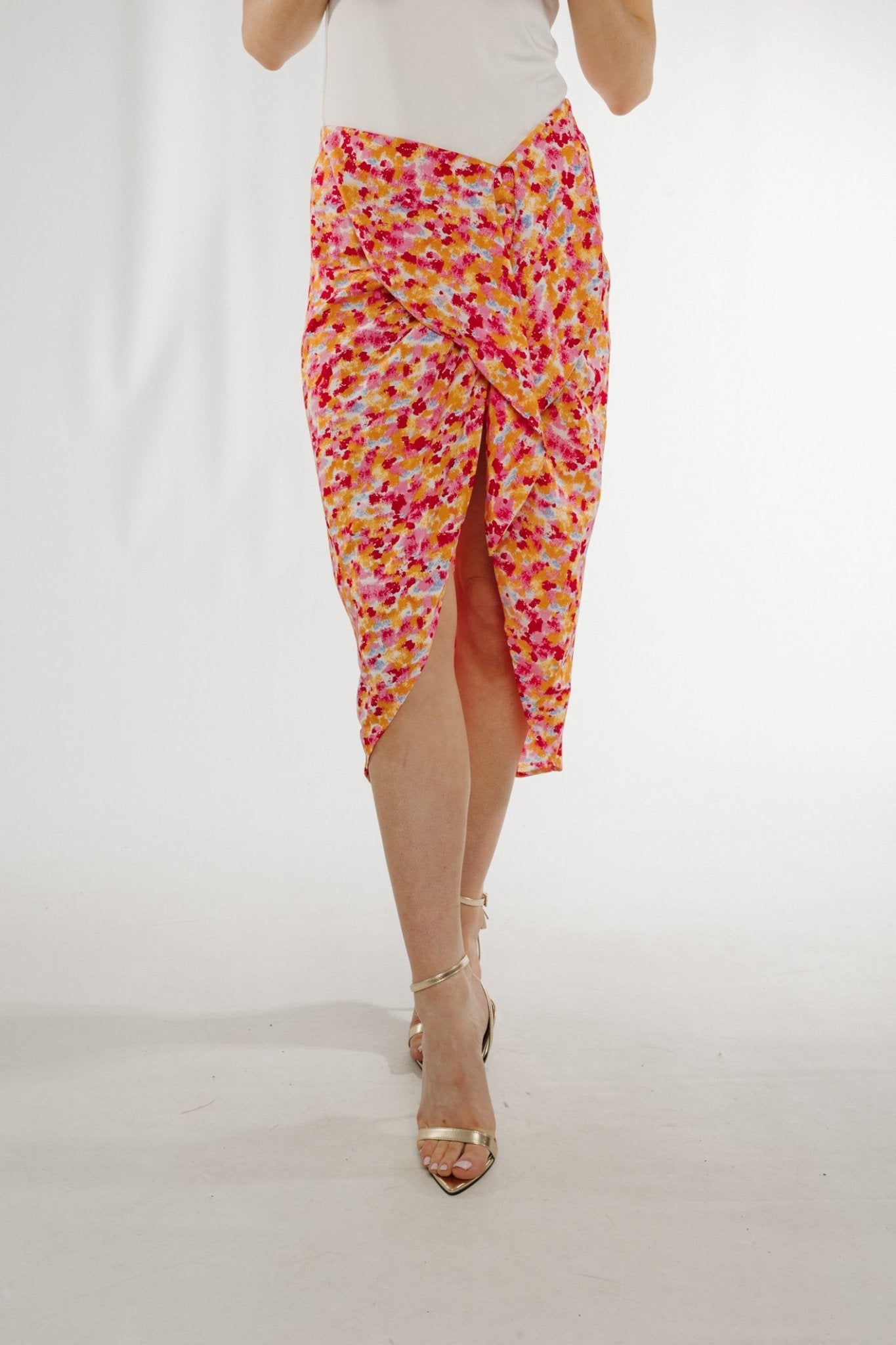 Becca Slip Skirt In Red Multi - The Walk in Wardrobe