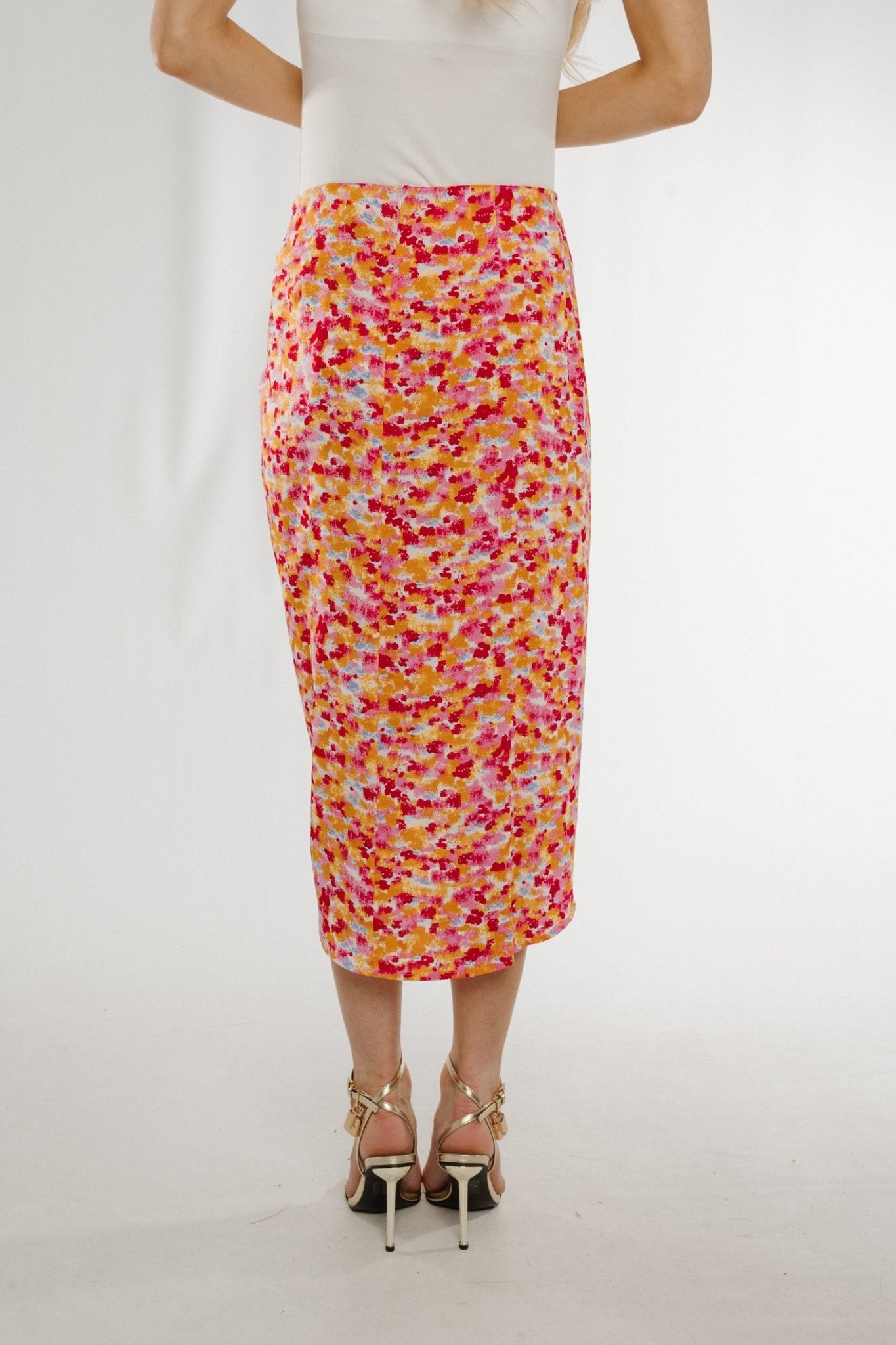 Becca Slip Skirt In Red Multi - The Walk in Wardrobe