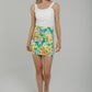 Caitlyn Floral Print Mini Skirt In Green - The Walk in Wardrobe