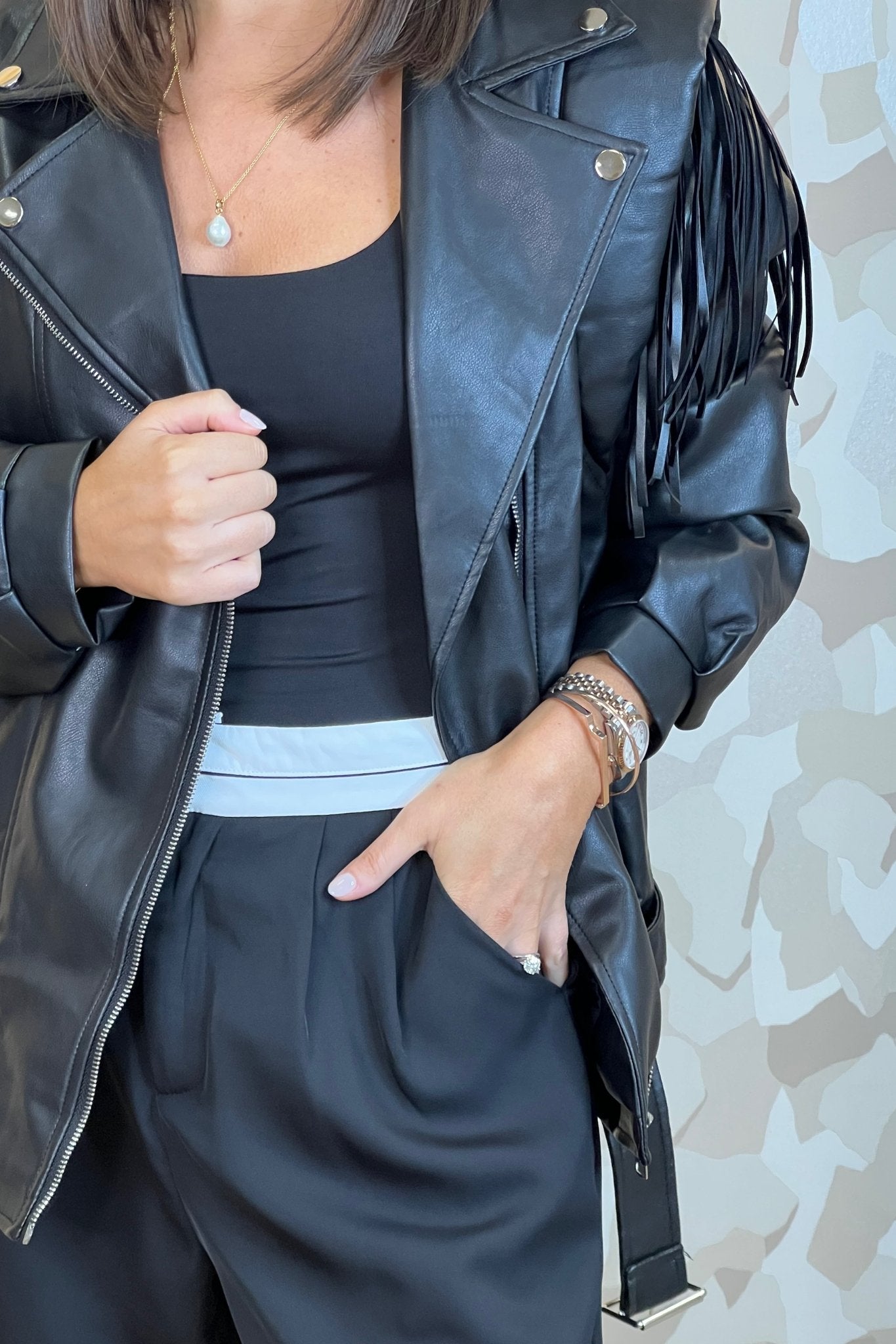 Caitlyn Fringed Leather Jacket - The Walk in Wardrobe