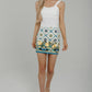Caitlyn Printed Mini Skirt In White - The Walk in Wardrobe