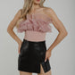 Caitlyn Ruffle Bodysuit In Pink - The Walk in Wardrobe