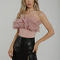 Caitlyn Ruffle Bodysuit In Pink - The Walk in Wardrobe